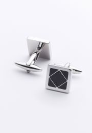 Black Square Chrome Cufflinks