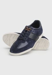 Hawthorn Navy â€˜Hybridâ€™ Leather Trainer Shoe