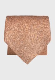 Pure Silk Peach Tonal Leaf Jacquard Tie