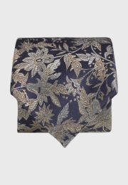 Navy Large Floral Pure Silk Jacquard Tie