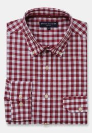 Regular Fit Wine Gingham Cotton Shirt