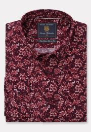 Regular Fit Merlot Print Corduroy Cotton Shirt