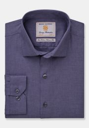 Plain Blue Melange Classic Fit Shirt