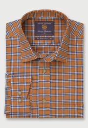 Regular and Tailored Fit Gold Check Cotton Oxford Shirt