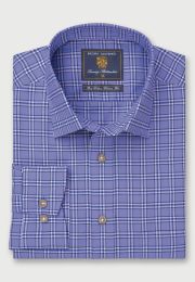 Regular and Tailored Fit Sky Blue Check Cotton Oxford Shirt