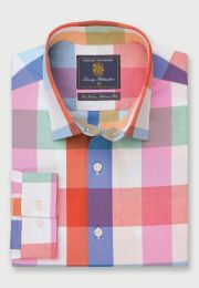 Tailored Fit Blue, Turquoise, Aqua, Rose, White and Apricot Seasonal Colors Cotton Shirt