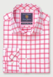 Regular Fit Rose Check 'Peached Finish' Cotton Oxford Shirt