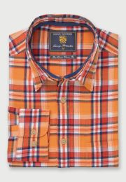 Apricot with Navy, Red and White ˜Slub Check` Shirt