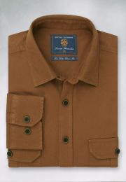 Regular Fit Caramel Cotton Moleskin Shirt