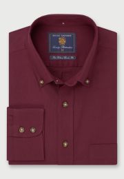 Regular Fit Wine 'Cashmere Touch' Cotton Shirt