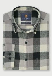 Regular Fit Black and Charcoal Check Cotton Crepe Shirt