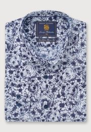 Regular Fit Navy Bear Print Cotton Shirt