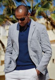 Tailored Fit Leeds Light Blue Linen Sports Coat