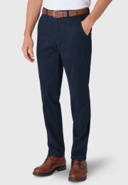 Regular Fit Burroughs Navy Cotton Stretch Check Pants