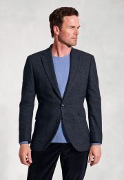 Tailored Fit Carberry Navy Puppytooth Wool Blend Sports Coat