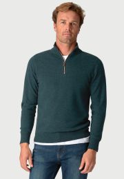 Petrol Cashmere Zip Neck Sweater