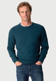 Charlbury Teal Lambswool Crew Neck Sweater