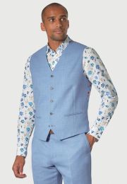 Tailored Fit Constable Sky Blue Linen Blend Suit Vest