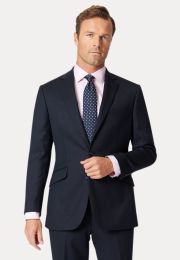 Tailored Fit Dawlish Navy Birdseye Wool Suit Jacket