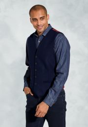 Dettori Navy Wool Blend Vest