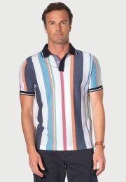 Indigo Stripe Soft Handle Pique Polo Shirt