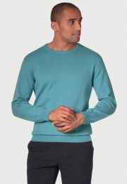 Devon Aqua Cotton Merino Crew Neck Sweater