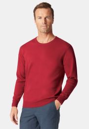 Devon Claret Cotton Merino Crew Neck Sweater