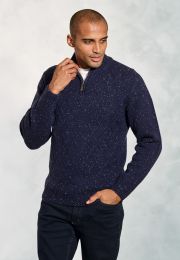 Dobbs Navy Zip Neck lambswool Sweater