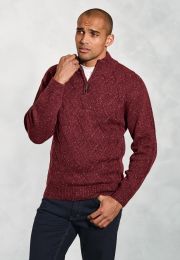 Dobbs Wine Zip Neck lambswool Sweater