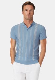 Duke Sky Blue Merino Wool Polo Shirt