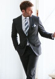 Regular Fit Epsom Grey Pinstripe Wool Suit Jacket