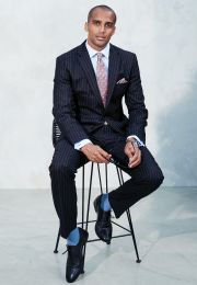 Regular Fit Epsom Navy Pinstripe Wool Suit