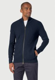 Evans Navy Cotton Blend Zig Zig Stitch Cardigan