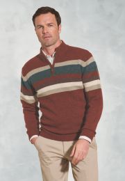 Fielding Rust Hoop Lambswool Zip Neck Sweater