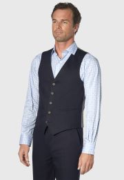 Tailored Fit Gower Navy Linen Mix Vest