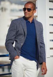 Regular Fit Greig Mid Blue Textured Sports Coat