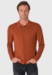 Haworth Burnt Orange Merino Wool Button Through Cardigan