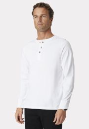 Holkham Pure Cotton White Long Sleeve Henley T-Shirt