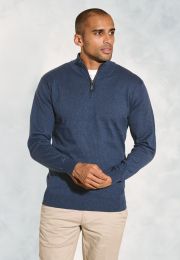 Kirby Blue Cotton Thermolite® Zip Neck Sweater