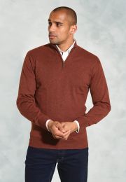 Kirby Rust Cotton Thermolite® Zip Neck Sweater