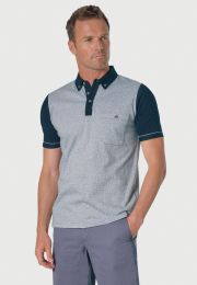 Lendl Pure Cotton White Navy Textured Polo Shirt