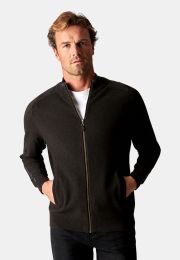 Linton Charcoal 14 Gauge Zip Through Cardigan