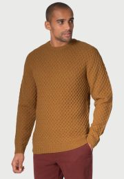 Lune Ochre Lambswool Lattice Stitch Crew Neck Sweater