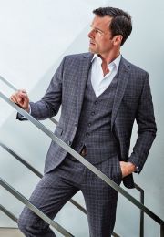 Tailored Fit Lyd Blue Check Suit - Vest Optional