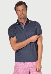 Menston Denim Melange Pique Cotton Polo Shirt