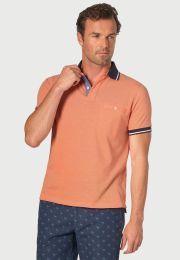 Menston Apricot Melange Pique Cotton Polo Shirt