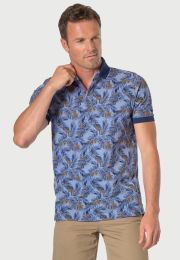 Okker Pure Cotton Palm Print Pique Polo Shirt