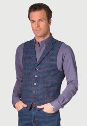 Tailored Fit Perth Navy Check Harris Tweed&reg; Vest