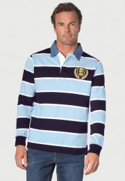 Richardson Sky Blue Pure Cotton Stripe Rugby Shirt