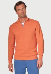 Ricky Salmon Pique Knit Zip Neck Sweater